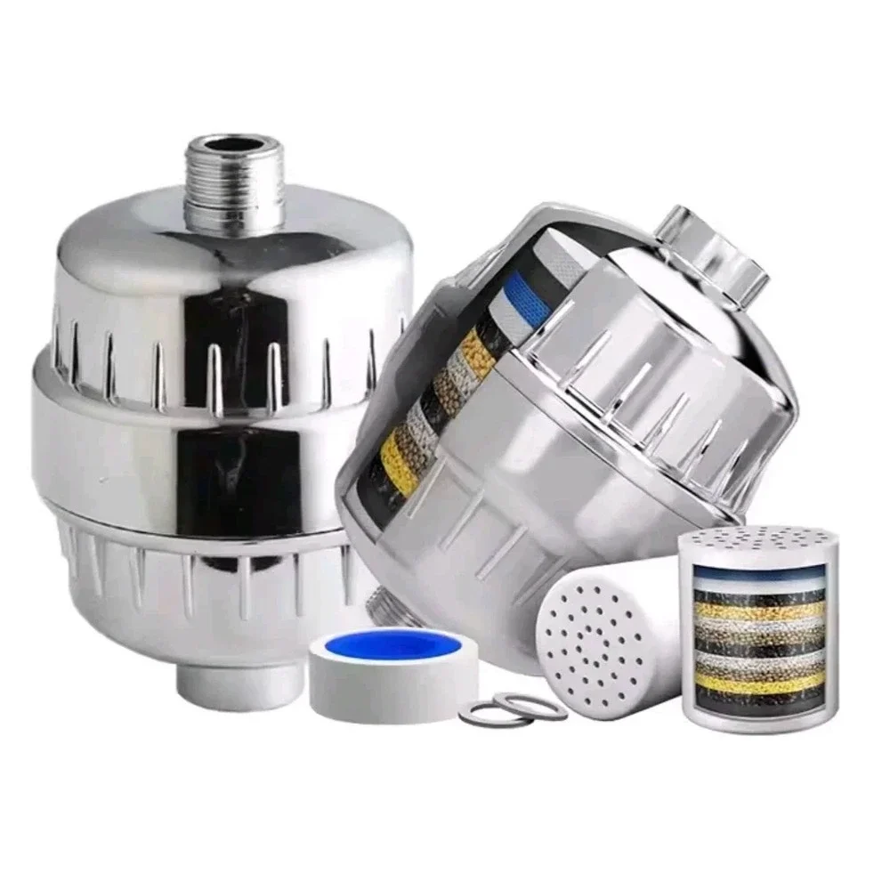 2 PCS 20 Stage Universal Shower Head Filter for Hard Water Chrome Purifier Tape